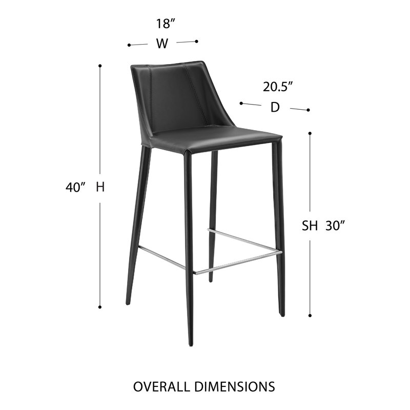 Tabouret de bar Carramar, Tabouret de bar (siège d'une hauteur de 30 po), Similicuir noir