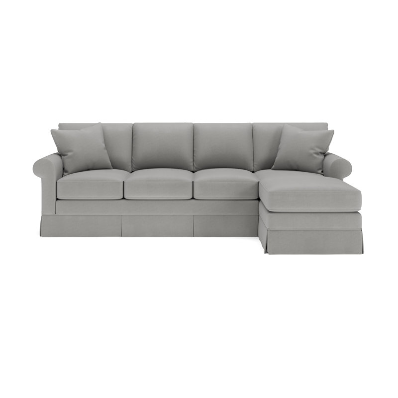 Friedman 2 - Piece Upholstered Sleeper Sectional, Right Hand Facing, Bayou Light Gray Canvas