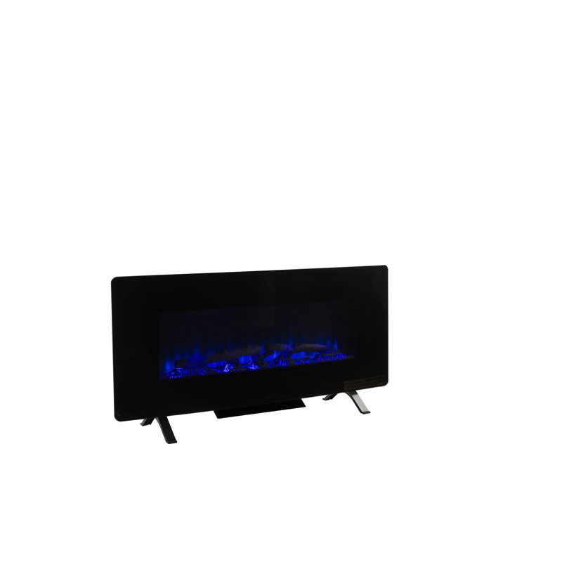 Foyer électrique mural 42 "- verre noir