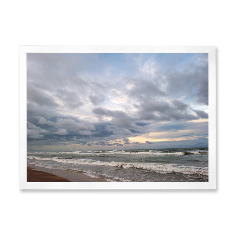 «Pastek Sunset Sky over Calm Sea II», photographie sur toile, Cadre blanc, H 31,5 po x l 41,5 po
