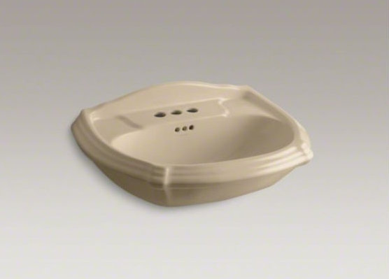 Portrait® Vitreous China U-Shaped Pedestal Bathroom Sink, Biscuit, 4'' Centers