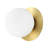 1-light Damp Rated Brass Wall Sconce With White Glass Shade 