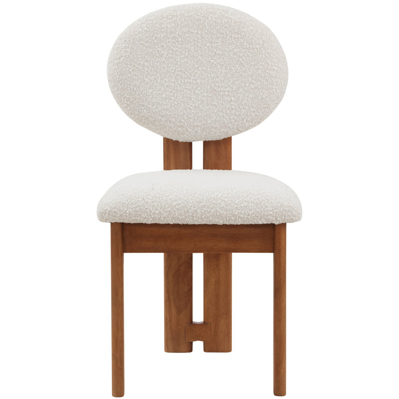 Napa Brityn Boucle Fabric Upholstered Side Chair, Cream Boucle Fabric, Walnut