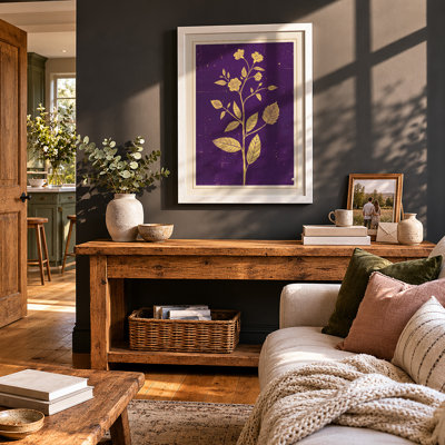 Gilded Stem at Night Botanical - Framed Print