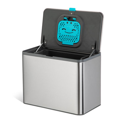 Home Zone Living 1.3 Gallon Stainless Steel Compost Bin with CleanAura Odour Control and Removable Liner
