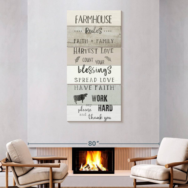 Farmhouse Rules Wall Sign, 75" H x 36" W