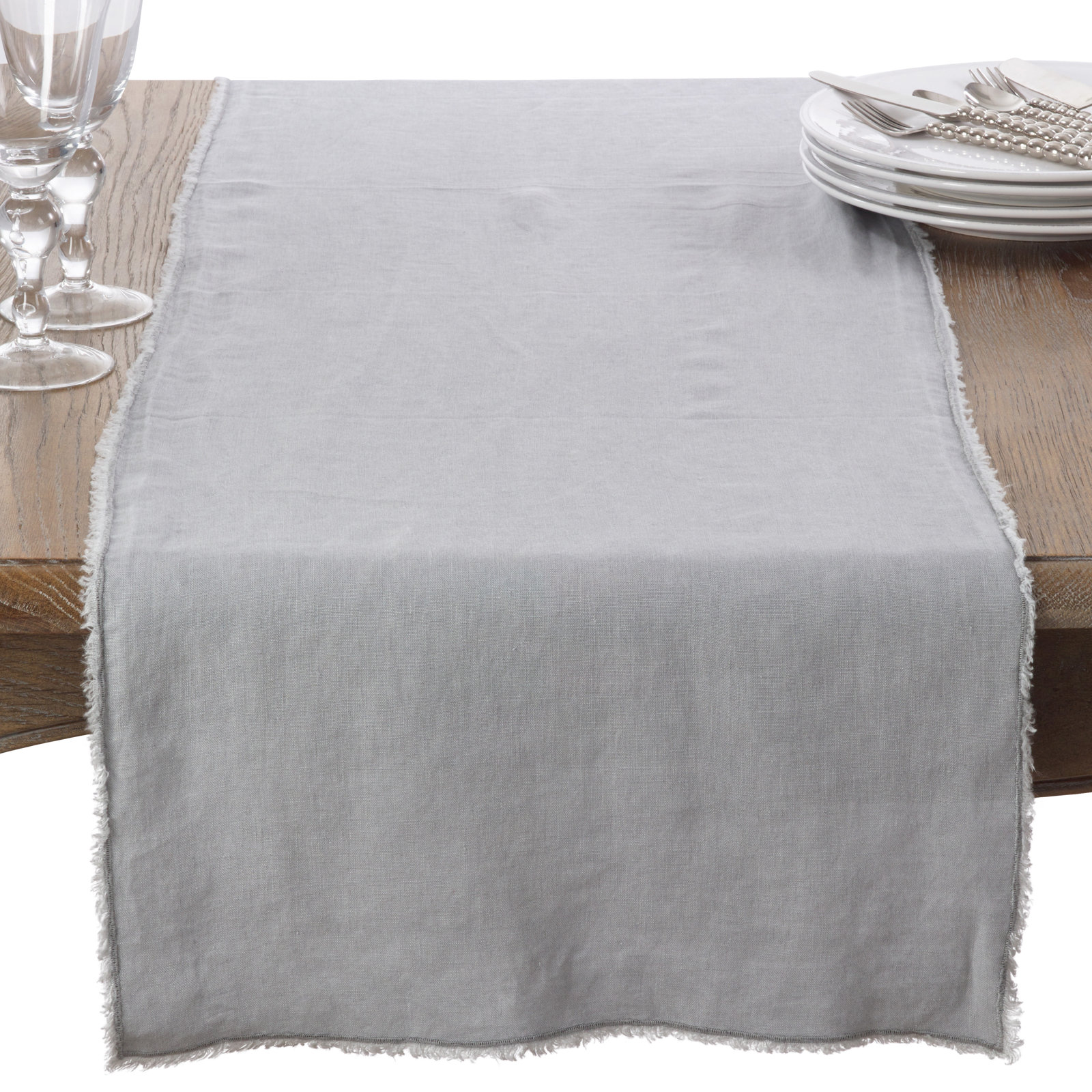 Zadia 72" Linen Table Runnner, Gray