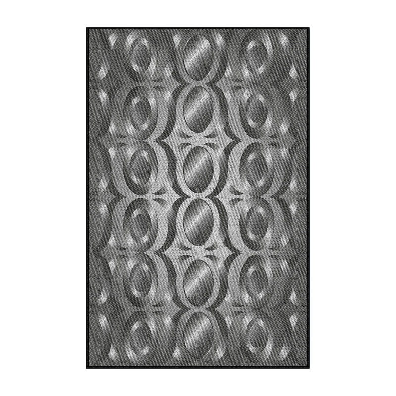 Tapis gris/noir tissé à la machine, Rectangle 4 pi x 6 pi