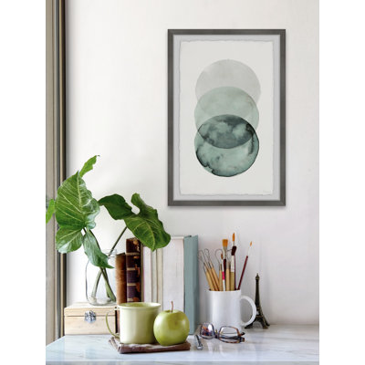 «Ombre Green Circles», reproduction encadrée