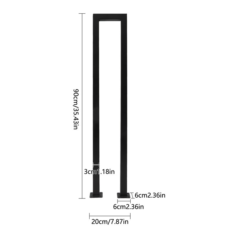 U-Shaped Handrail For Indoor Stairs, Black, 35.43" H x 7.87" W x 2.36" D
