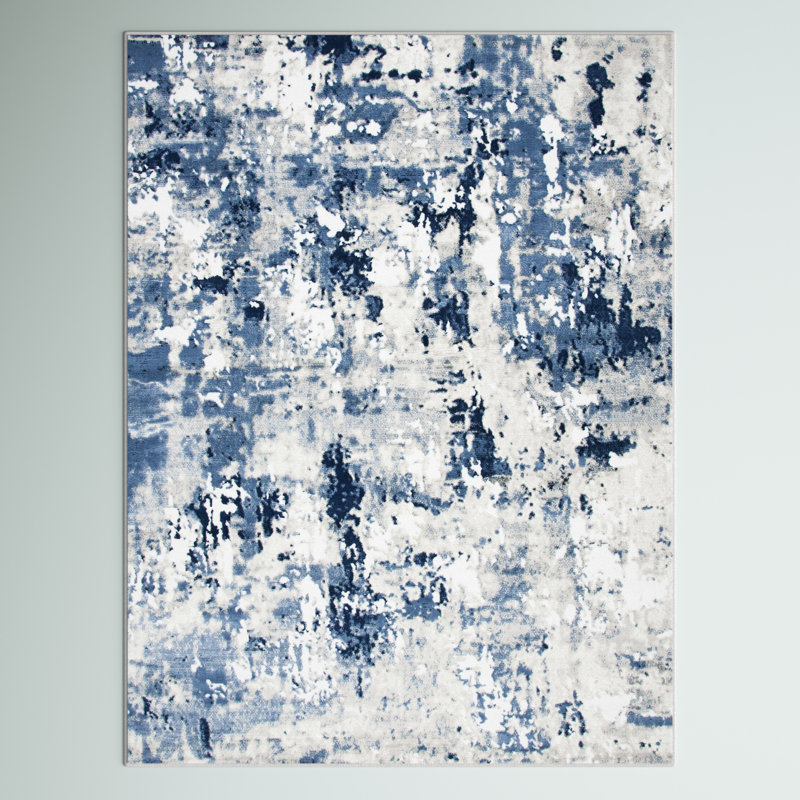 Acton Gray/Navy Area Rug, Rectangle 8' x 10'