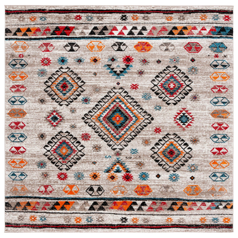 Loftus Southwestern Polypropylene Area Rug, Square 6'7"