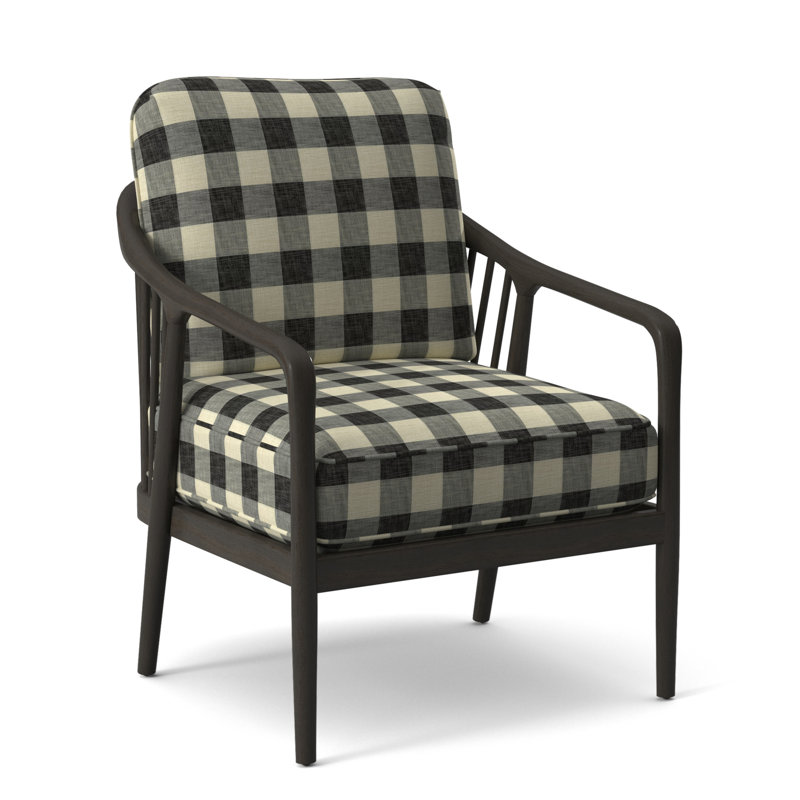 Fauteuil l 23 po Guinevere, Gros carreaux noirs; 0120-81, Nickel
