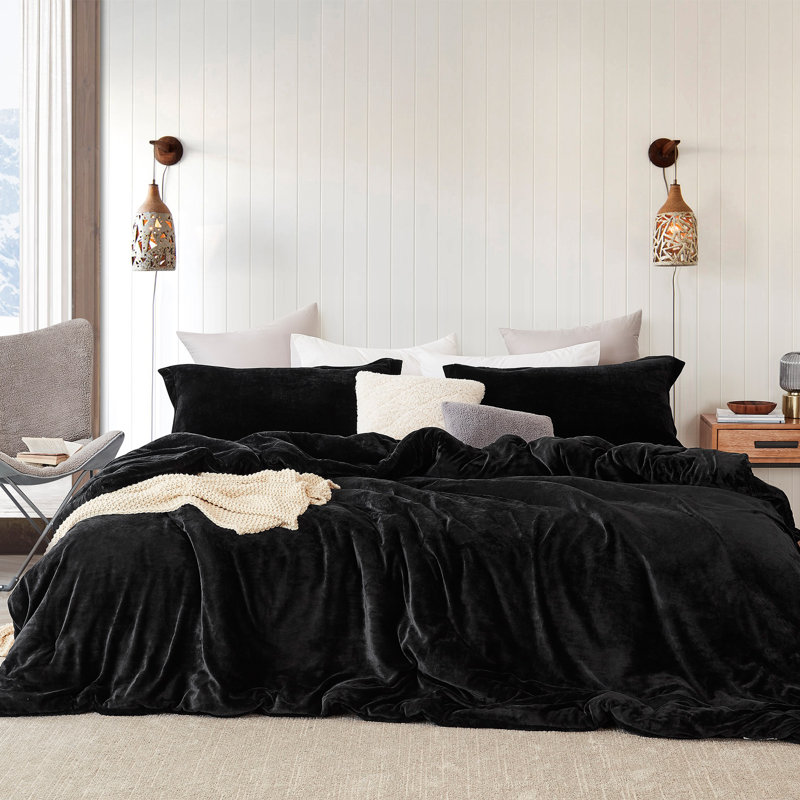 Original Plush Velour Coma Inducer Oversized Comforter Set, Black, King Comforter + 2 King Shams