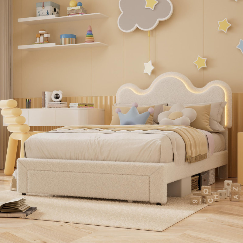 Structure de lit avec tête de lit Boucle, Double XL, Blanc