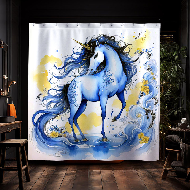 Blue Unicorn Shower Curtain