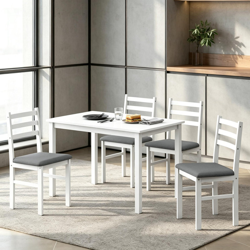 Ensemble de salle à manger compact 5 pièces, ensemble de table à manger moderne, table de cuisine élégante et chaise (seulement 4 pièces, 1 table)