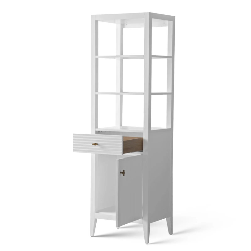 Armoire à linge autoportante, Noyer linéaire, Or brossé