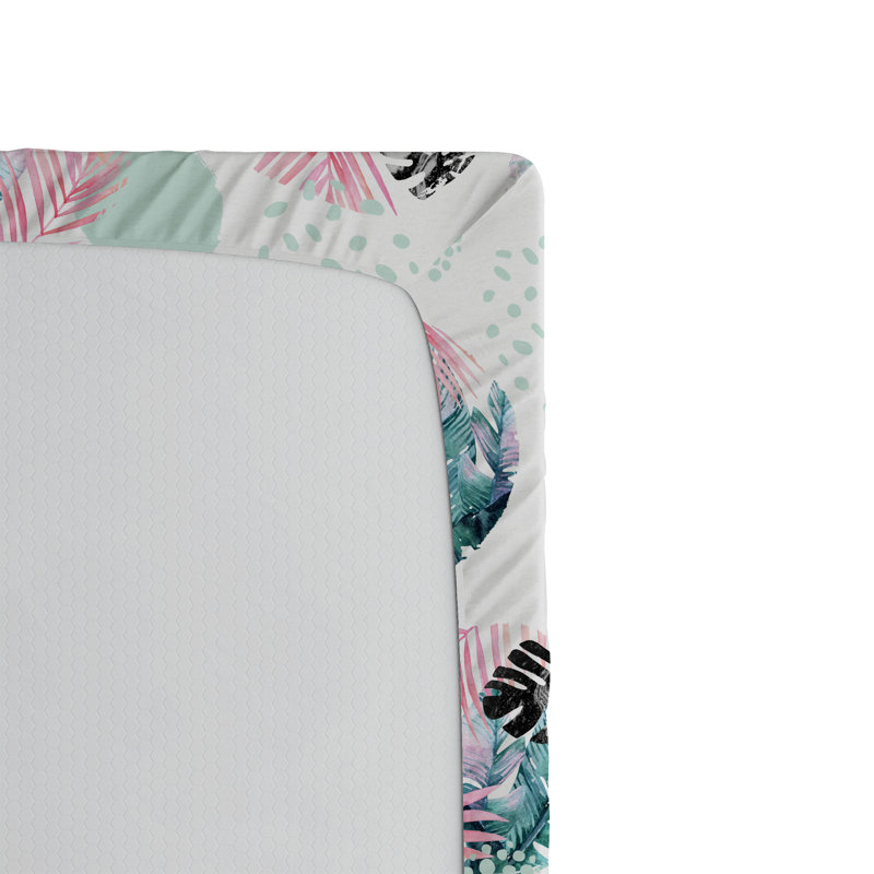 Drap-housse Ambesonne, Drap-housse de taille double, Amande, vert, corail foncé / floral