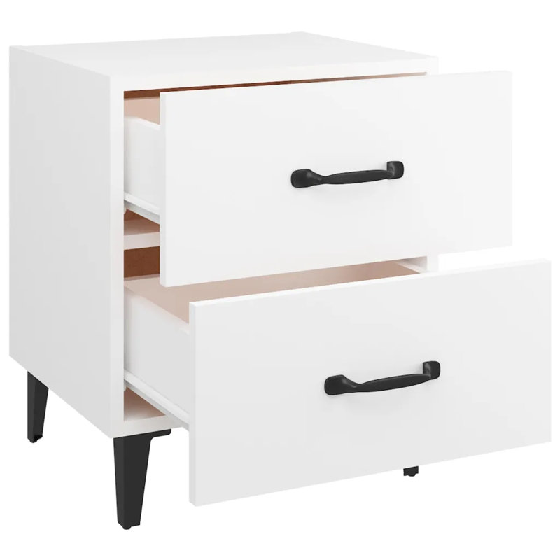 Jemena 40cm W Bedside Table, White, Individual