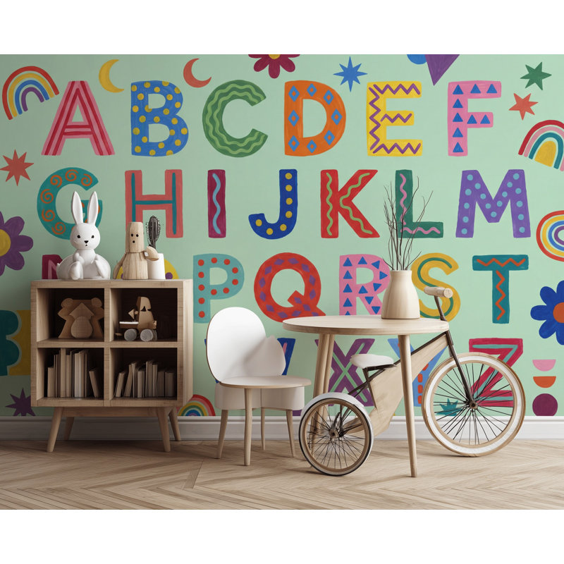 Papier peint amovible pour enfants Alphabet, Texturé non collé, 160 po x 108 po