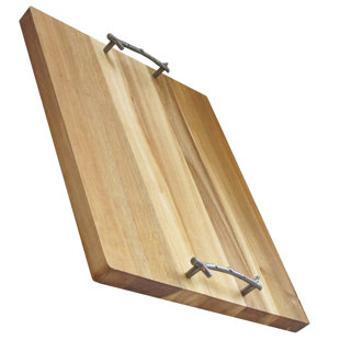 Rectangular Wooden Tray With Twig Handle