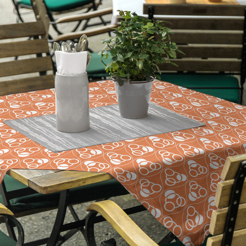 Classic Circles and Waves Tablecloth, Orange/White