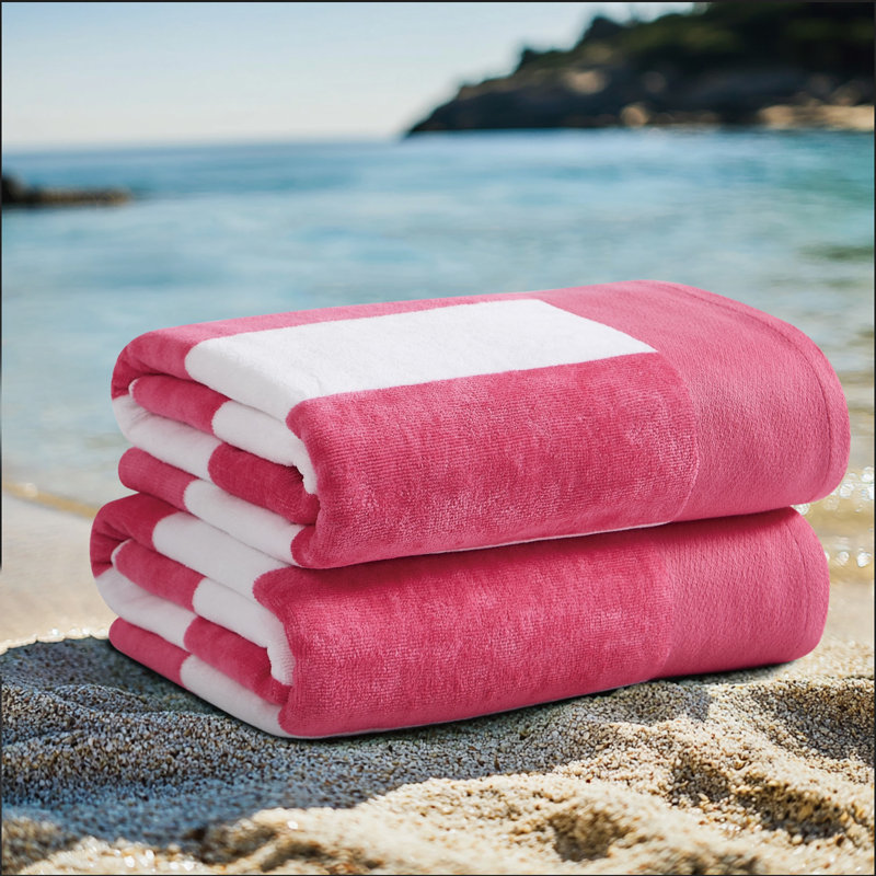 Serviettes de plage à rayures Oceanana, Rose