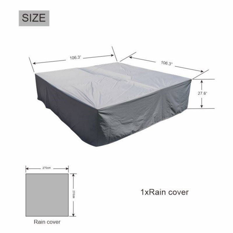Outdoor Cover, 27.56" H x 106.3" W x 106.3" D, Gray