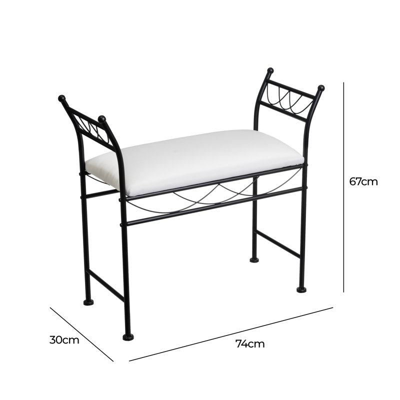 Arand Cotton Upholstered Bench, Black/White