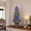 Sapin de Noël artificiel floqué préilluminé de 1,20 m avec 100 lumières DEL multicolores-883701877