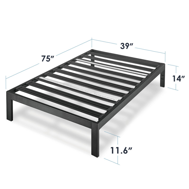 Wachapreague 14'' Heavy Duty Steel Bed Frame, Twin