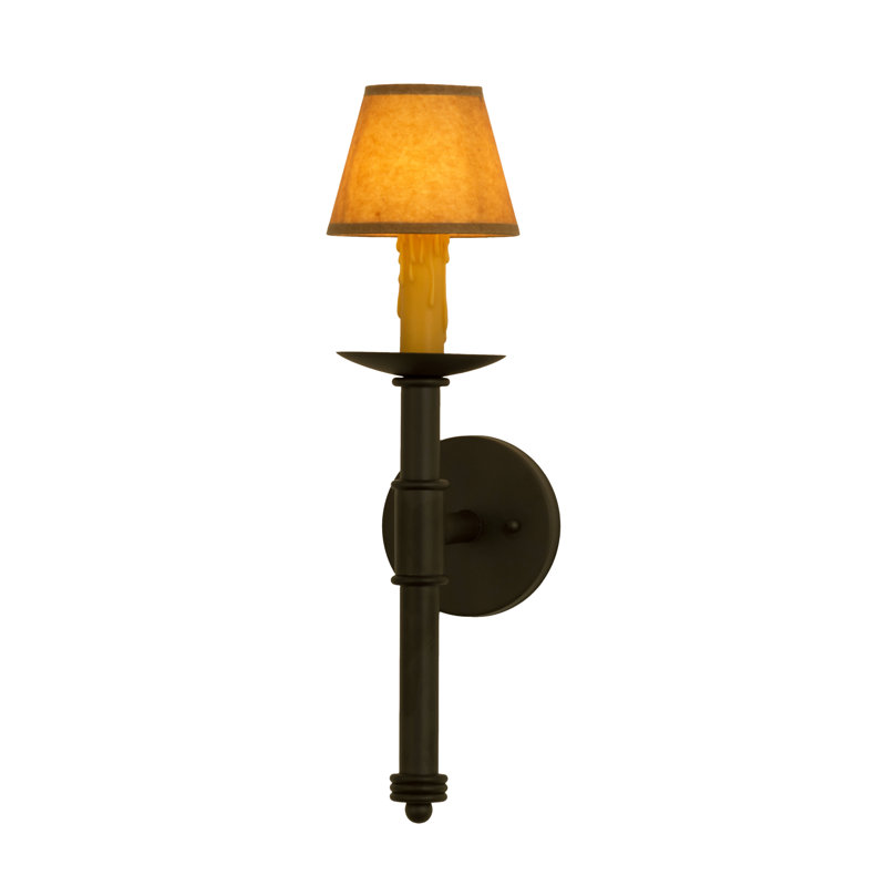 Amada 1 - Light Wallchiere, 19.5" H x 5" W x 7" D, Oil Rubbed Bronze, Natural Parchment