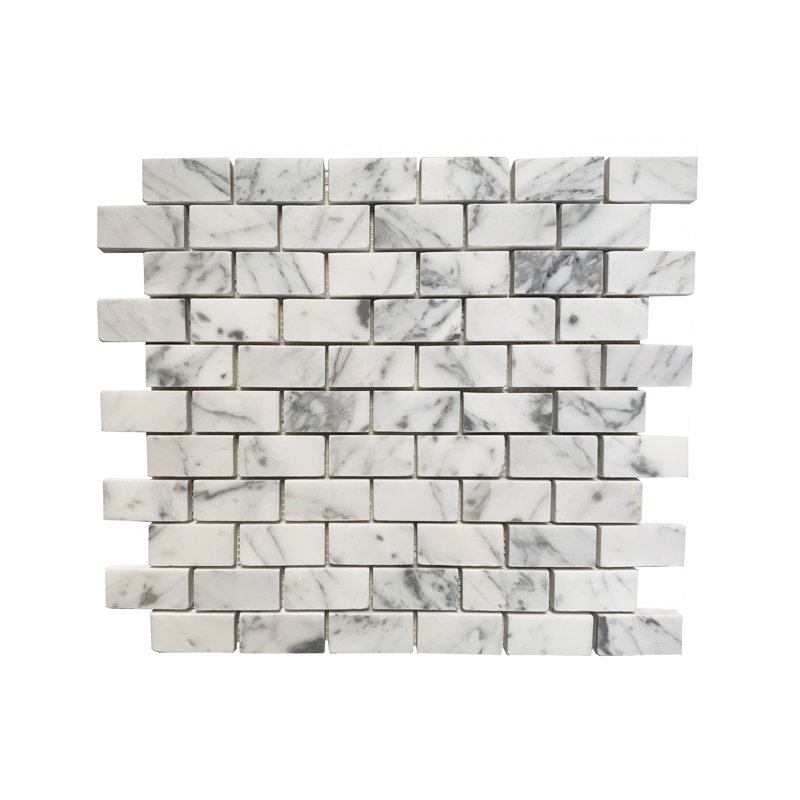 Carreau de mosaïque en marbre avec joint de brique 1 po x 2 po