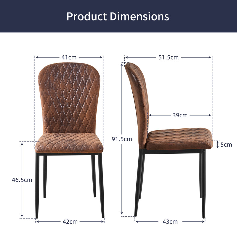 Modern Velvet/Suede Armless Dining Chair High Back with Diamond Tufting , Suede Brown