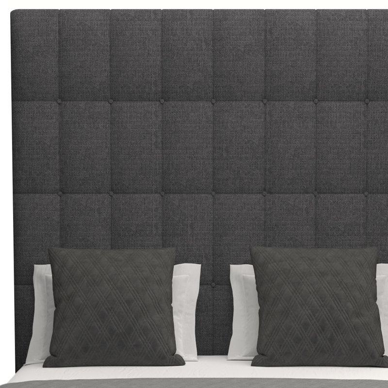 Lit tapissier capitonné standard Dezyah, Revolution® gris anthracite, Très grand californien