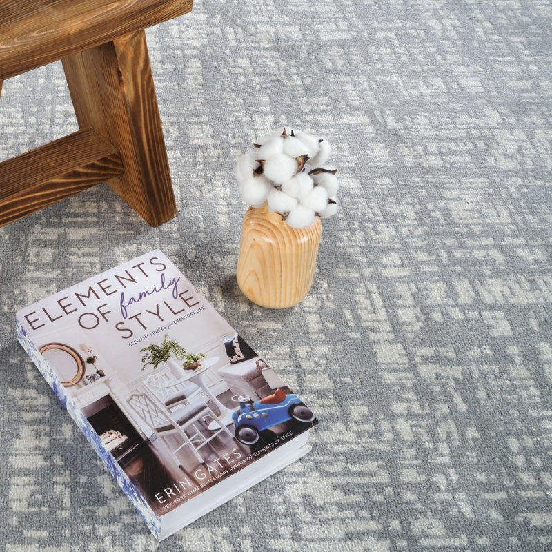 Machine Washable Frances Gray/Ivory Rug, Rectangle 8'9" x 12'