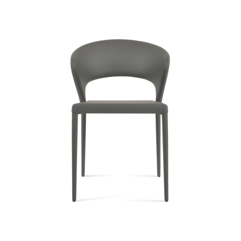 Prada Stackable Side Chair, Grey Faux Leather