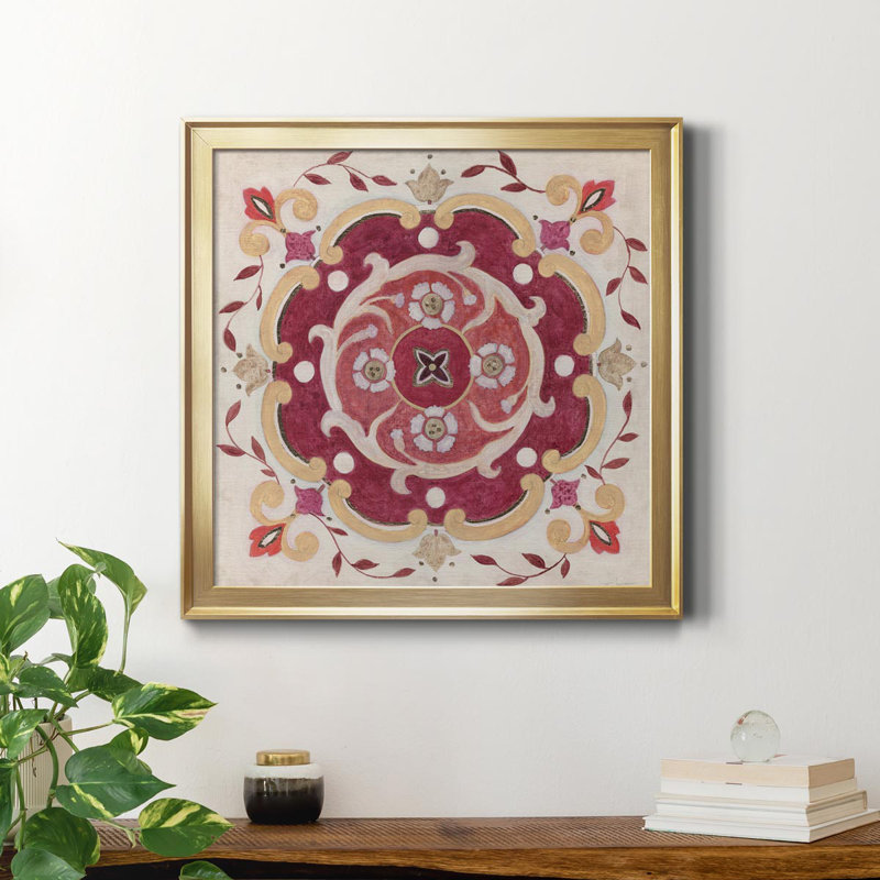Bohème rubis - Toile encadrée de qualité supérieure - prête à être accrochée, Or, H 26,5 po x l 26,5 po x P 1,5 po