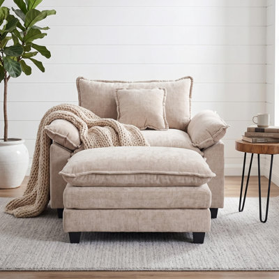 Fauteuil d'appoint surdimensionné 43 po avec repose-pieds 43 po Chenille