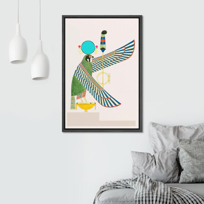 "IDÉE4WALL", reproduction d'art sur toile encadrée, décoration de chambre BCBG, moineau, ailes, motif, nature, sauvage, dessins, bohème, animaux colorés, colorés pour le salon, la chambre à coucher, le bureau, encadrée sur toile