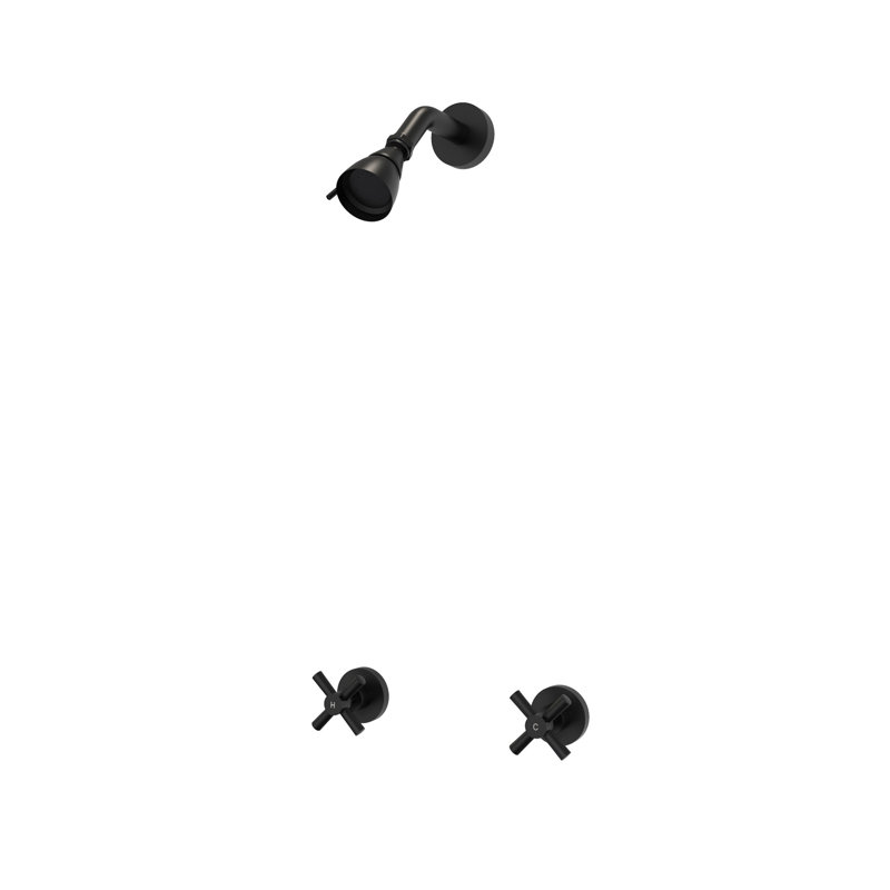 Coral Round Solid Brass Shower Faucet Set (Valve Included), Matte Black