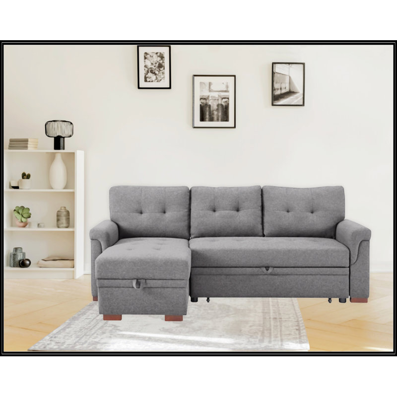 Canapé-lit modulaire réversible 84 po Ashlyn, Retour à droite, Gris foncé