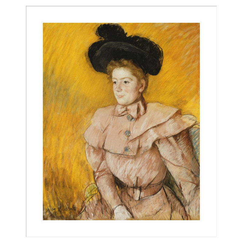 «Woman in a Black Hat and a Raspberry Pink» par Mary Cassatt - impression giclée encadrée, H 40,2 po x l 33,5 po