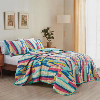 Ensemble de couvre-lit réversible multicolore 3 pièces Rainbow