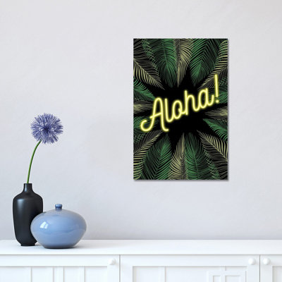 Neon Aloha! Hawaiian Design With Palm Trees 1 Piece Wrapped Canvas Wall Art