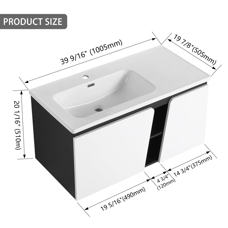 Jaynelle 40'' Single Bathroom Vanity with Ceramic Top