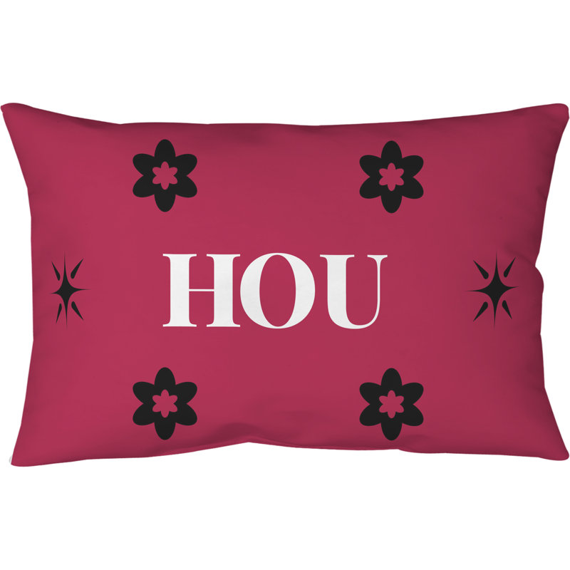 Oreiller soufflé et fermé en polyester filé Houston Basketball 20 po x 14 po, Rose / blanc / noir 