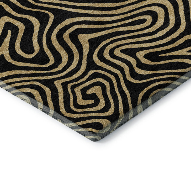 Premium Machine Washable Birchview AMF1031 Swirls Rug, Rectangle 8' x 10'