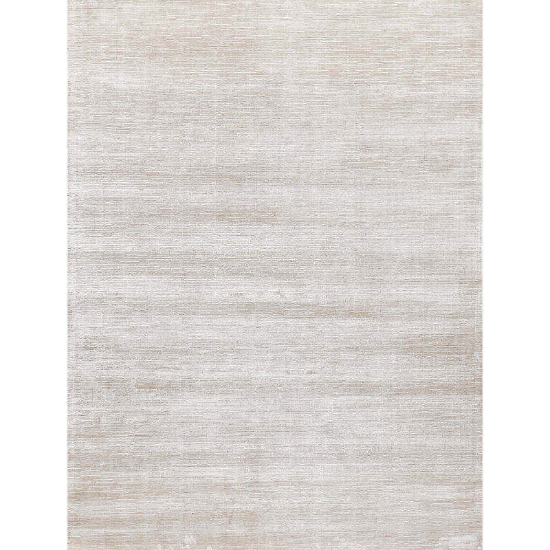 Tapis beige noué à la main de haute qualité, Rectangle 6 pi x 9 pi